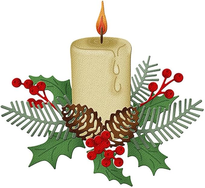 DzIxY Christmas Candle Pinecone Metal Cutting Dies for Card Making Kit Embossing Paper Die Cuts Scrapbook Machine Stencils Storage Pockets Supplies