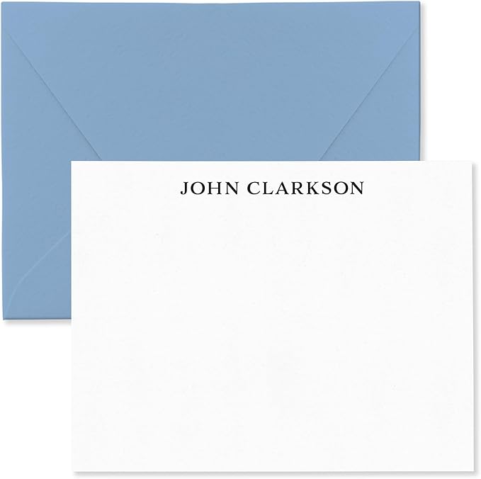 Personalized Stationery Note Cards with Envelopes for Men, Professional Classic Simple Design Mens Handmade Stationary Thank You Notecards, Choose Your Colors and Set Size (Font Style #4)
