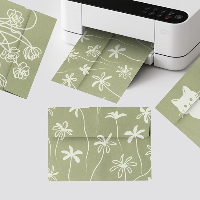 Keketer A2 Sage Green Printable Envelopes 80 Pack Self - Seal, for 5x7 Cards, Weddings, Invitations, Baby Shower 4.375 x 5.75 Inches