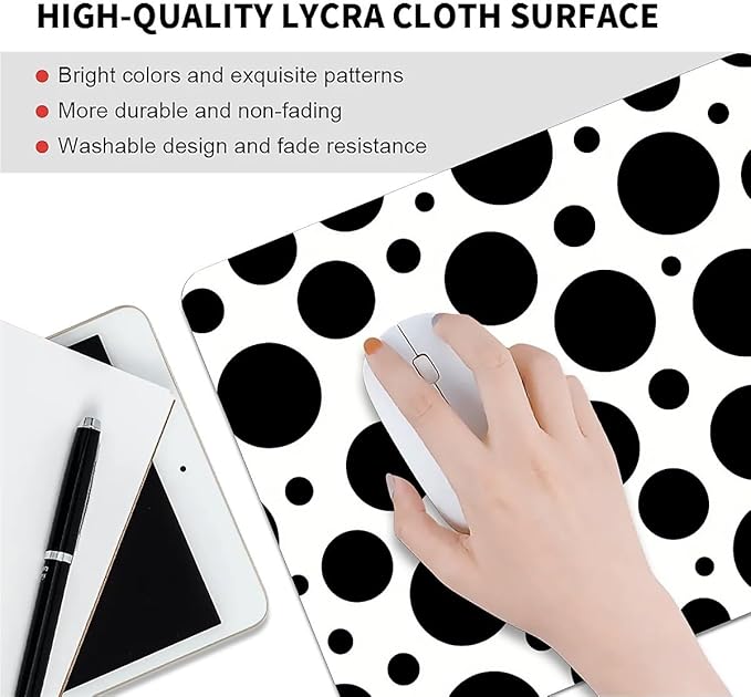 Square Mouse Pad Wave Dot Pattern, Personalized Premium-Textured Custom Mouse Mat Design, Washable Mousepad Cloth, Non-Slip Rubber Base Computer Mouse Pads for Wireless Mouse