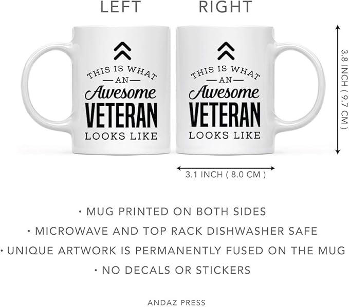 Andaz Press 11oz. Ceramic Coffee Tea Mug Thank You Gift, This is What an Awesome Veteran Looks Like, 1-Pack