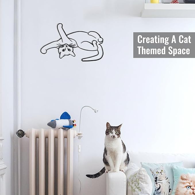 TYLCC Black Metal Cat Wall Decor Minimalist Abstract Cat Wall Art Line Drawing Art for Living Room Bedroom Decorations (Roll)