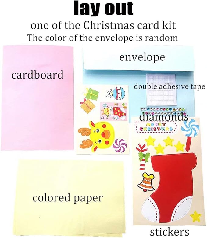 QIAONIUNIU Card Making Kits DIY Handmade Greeting Card Kits for Kids, Christmas Card Folded Cards and Matching Envelopes Thank You Card Art Crafts Crafty Set Gifts for Girls Boys