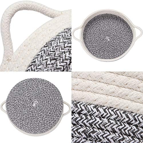 Sea Team 2-Pack Compact Woven Cotton Rope Storage Baskets, Mottled Gray - Image 4