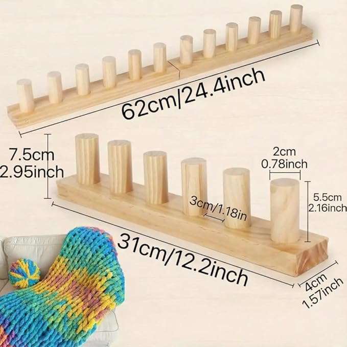 Anpyxun 48'' Chunky Blanket Loom Kit for Adults, Adjustable Wooden Frame for Hand Knitting with Chunky Yarn, DIY Weaving Loom for Making Cozy Throw Blankets, Beginner Friendly Craft Project