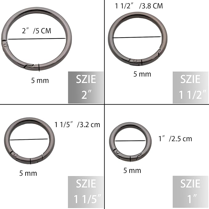 O Ring Spring, 10 PCS Opening Snap Trigger Clip Buckle Charm Purse Making (Gold,1 1/2")