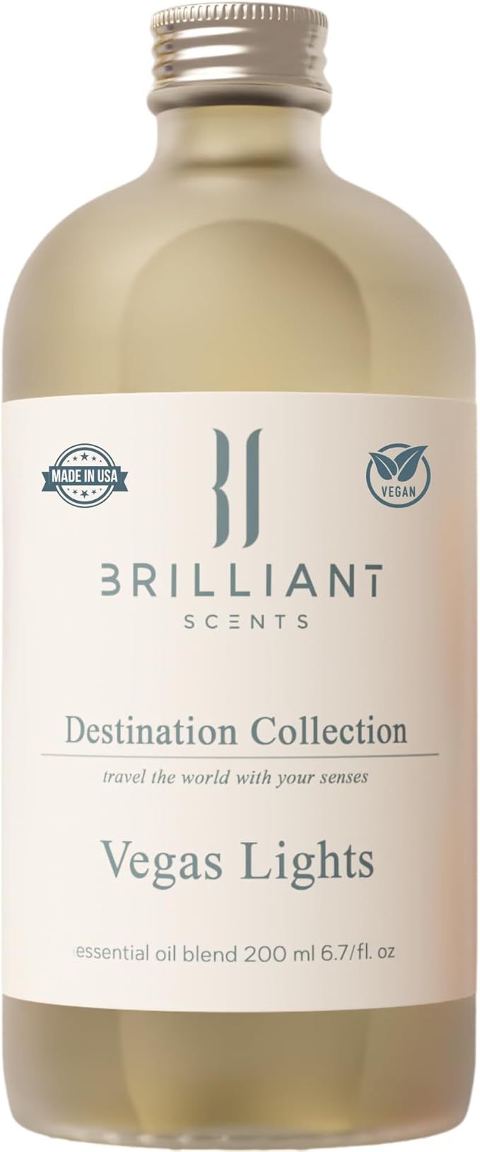 Brilliant Scents Vegas Lights Fragrance Oil 200ml - Premium Diffuser Oil for Home, Office, Hotels - Long Lasting, Plant-Based, Meets IFRA Standards, USA-Made - Lemon Crème, Pomegranate, Peony