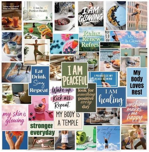 Affirmation Vision Board Supplies - 50 Pcs Mental Health Stickers by LetCreativityFlourish