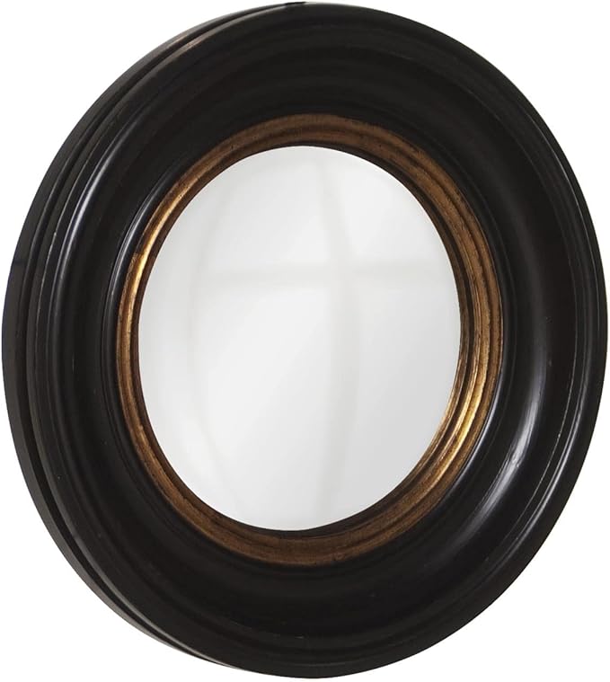 Howard Elliot Rex Convex Wall Mirror, Round Hanging Accent Wall Mirror with Mottled Gold Leaf, Brown Circle Mirror Wooden Frame, Rustic Decorative Mirror for Bedroom, Entryway, Farmhouse - 21 Inch