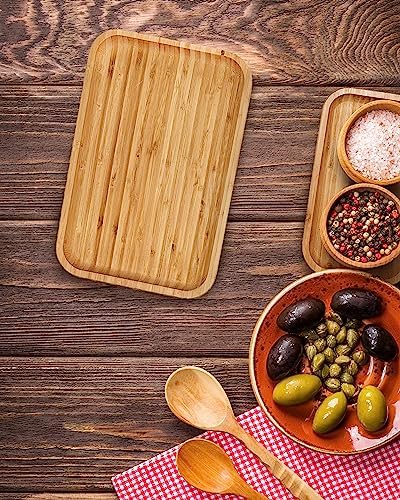 Bam&Boo Bamboo Serving Tray Natural Minimalist Rectangular (12.5” x 7" x 0.8") Coffee, Tea, Food, Drinks, Storage, Decor for Home, Kitchen, Bathroom - Image 4