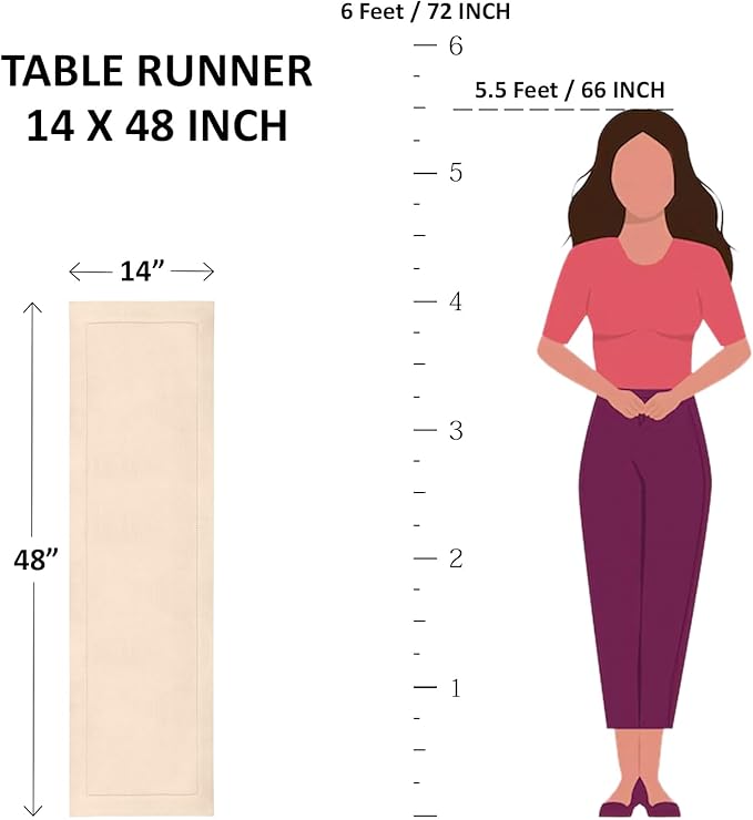 Solino Home Linen Table Runner 48 Inches - 100% Pure Linen Cinnamon and Natural Small Table Runner 14 x 48 Inch Ideal for Dresser and Coffee Tables - Contempo