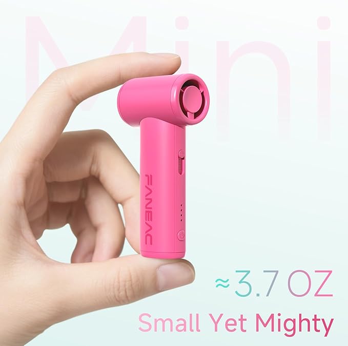Mini Handheld Portable Fan - Brushless Motor, Ultra Slim, Stepless Control, Rechargeable 2500mAh Battery Up to 8 Hours, Pocket Electric Fan for Outdoor Travel & Office (Dreamy Pink)