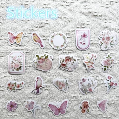 100PCS Vintage Floral Scrapbook Paper,Textured Paper Assorted Set - Image 3