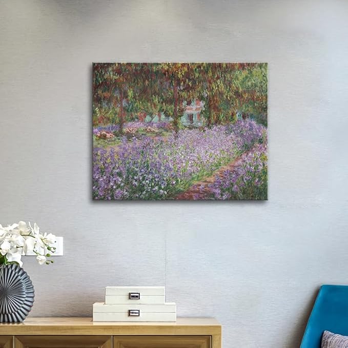 weiyiart Irises in Monet's Garden Canvas Wall Art,1900 by Claude Monet Painting Impressionism Art Print Picture Artwork for Living Room Bedroom Home Kitchen Decorations