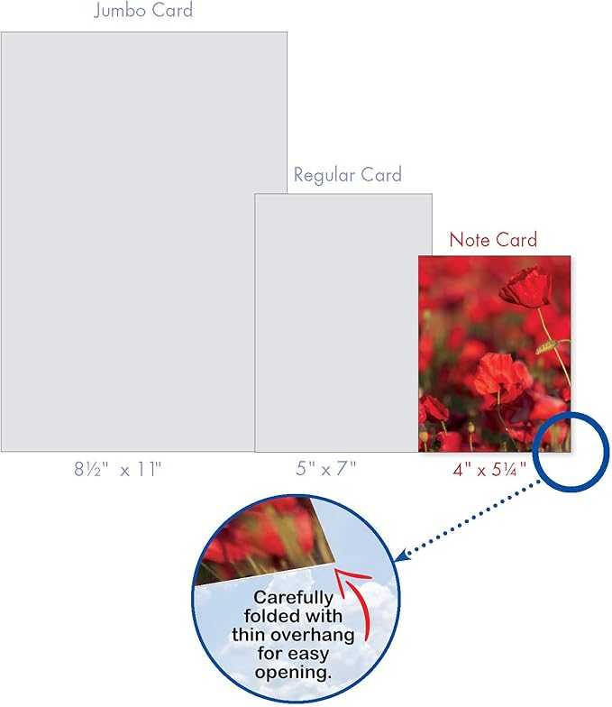 The Best Card Company - 10 Blank Note Cards with Flowers (4 x 5.12 Inch) - Floral Notecards, All Occasion Boxed Assortment - Poppy Love M2019