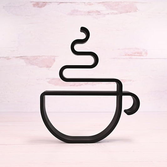 Nexus Box Coffee Sculpture – Minimalist Decorative Accent for Caffein Lovers & Modern Home Decor | Collectible Design (Hot Coffee Cup Matte Black)