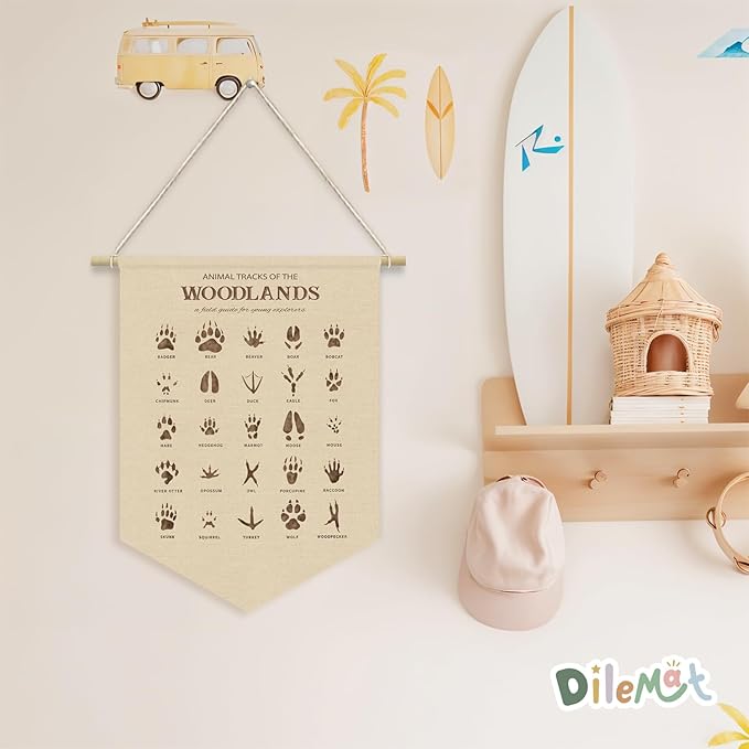 Boys Room Decor,Woodland Nursery Decor,Woodland Classroom Decor Wall Hanging Linen Pennant Banner for Classroom,Boys Girls Room Decor,Nursery Playroom Bedroom