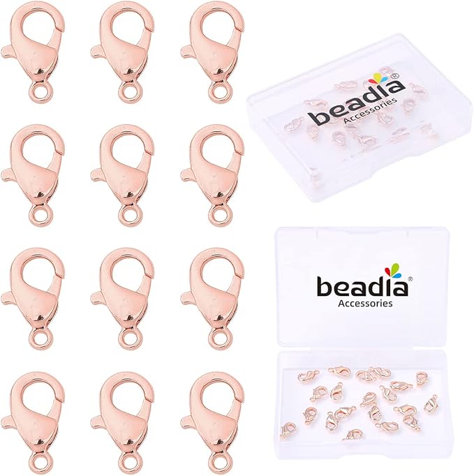 Rose Gold Plated Lobster Clasps Non Tarnish 10mm 20pcs for Jewelry Making Findings