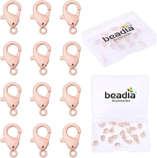Rose Gold Plated Lobster Clasps Non Tarnish 10mm 20pcs for Jewelry Making Findings