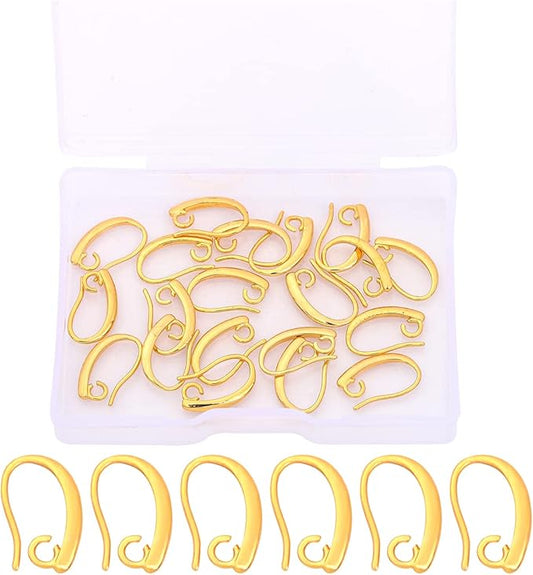 18K Gold Plated Earring Hooks 9x14mm 20pcs for Jewelry Making Findings