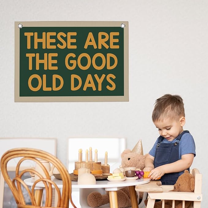 Retro Blue Green These Are The Good Old Days Banner Vintage Banner Wall Decor Wall Hanging Boys Girl Play Bedroom Dorm Room Decor 22x28 Inch