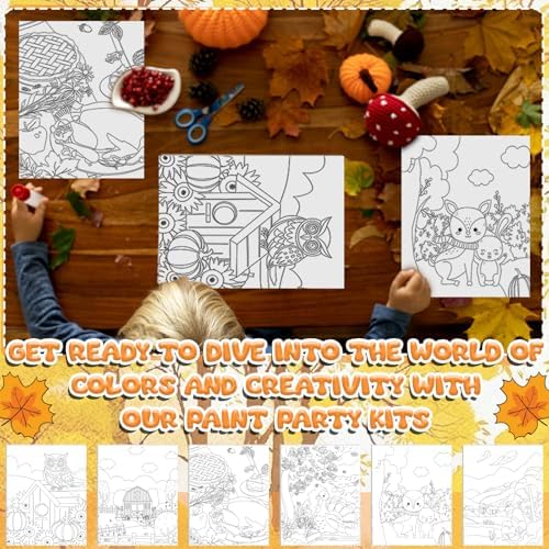 Sherr 75 Pcs 15 Set Thanksgiving Pre Drawn Painting Canvas Kit for Adults - Image 5