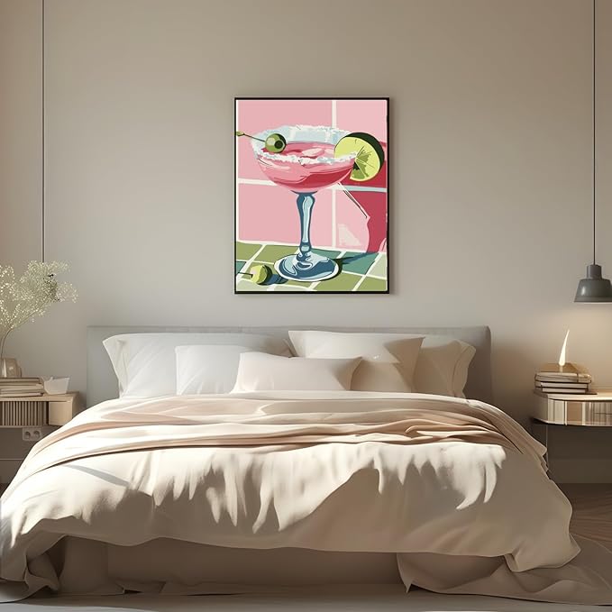 CSZPPQAF Paint by Numbers for Adults Beginner, Fruit Lemon Cocktail Paint by Number Kits on Canvas DIY Oil Painting Watercolor Color by Numbers for Home Wall Decor 16X20inch