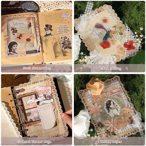 30 Sheets Lace Edged Vintage Scrapbook Paper, Assorted Set - 3 Pack Background Stationery Paper Ephemera for Junk Journaling Supplies, Scrapbooking, Collage, Letter Writing - Image 5