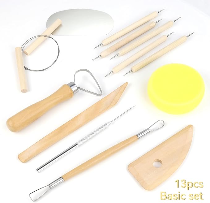 13 Pcs Clay Tools Kit, Pottery & Clay Sculpting Tools, Polymer Clay Tools for Adults, Pottery Craft, Drawing, Dotting, Baking, Carving, Molding, Modeling, Shaping