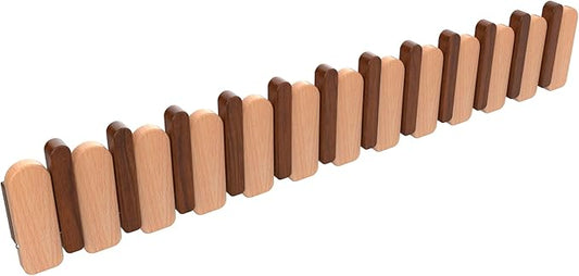 Wall Mounted Coat RackHooks Piano Key Hangers Natural Solid Wood Hanger Non-Woven Fabric Clothes Hangers for Closet, Kitchen, Bedroom, Bathroom, Entryway (Moon Walnut-Beech, 12 Hooks)