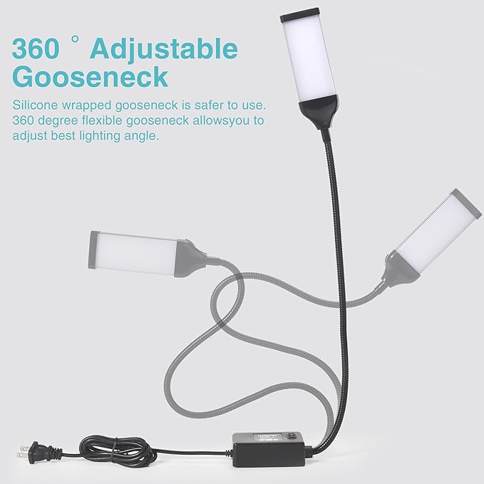 LED Sewing Machine Light - Flexible Extra Long Gooseneck LED Work Light, Multi-Use for Sewing Machines, Drill Press, Office Desk, Craft Projects, Workbench and Lathe