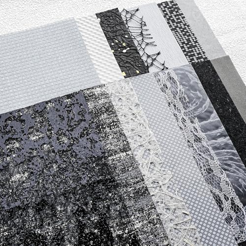 15-Piece Textured Scrapbook Paper Mesh Fabric Set, Black A5 Sheets - Image 7