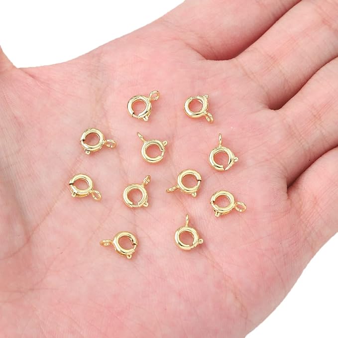 14K Gold Plated Spring Clasps Non Tarnish 6mm 20pcs for Jewelry Making Findings