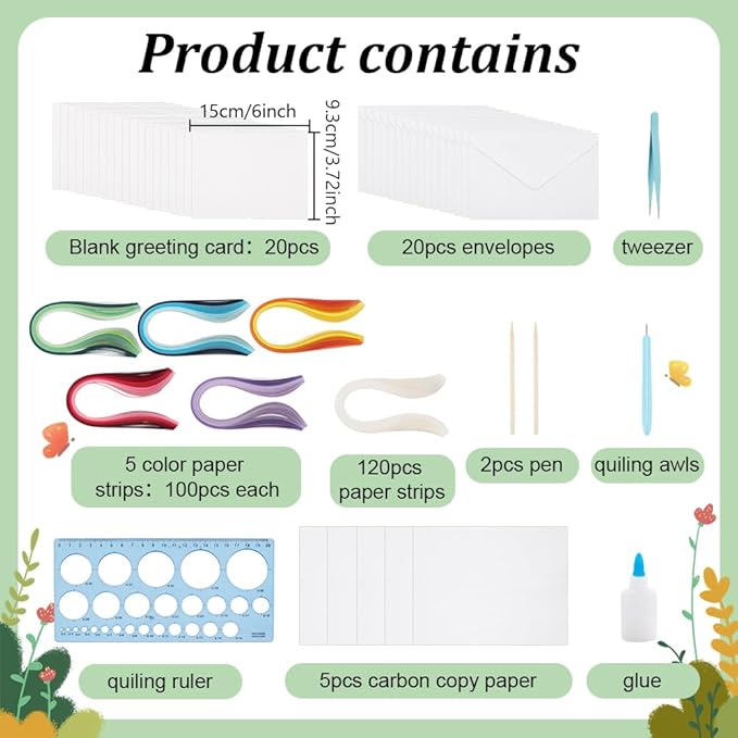 WEBEEDY 20 Sets Flower Card Making Kit Paper Quilling Kit with Instruction for Adult Beginner 5 Styles 3D Greeting Card Handmade Tulips Lilies Iris Lilacs Cards for Christmas Birthday Wedding Decor