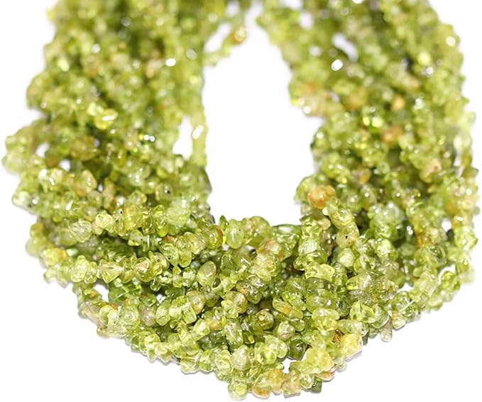 PLTbeads Gemstone Chips Natural Green Peridot Lazuli 3-5mm Healing Crystals Waist Bracelets Necklace Kit Irregular Stone DIY Crafts Design Jewelry Making Approxi 32 inch