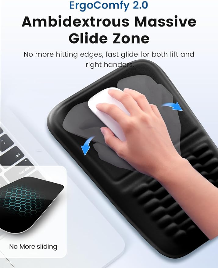 Vaydeer Wrist Rest for Computer Keyboard & Mouse Pad Set – Black, Ergonomic Memory Foam Wrist Support, Non-Slip Keyboard Wrist Rest & Soft Mouse Pad for Typing Comfort & Wrist Pain Relief