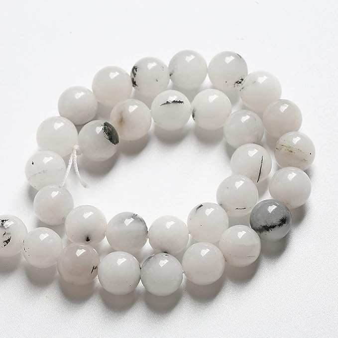 10MM 38PCS Natural Stone Ink Spots Jade Loose Beads for Jewelry Making DIY Bracelet Necklace