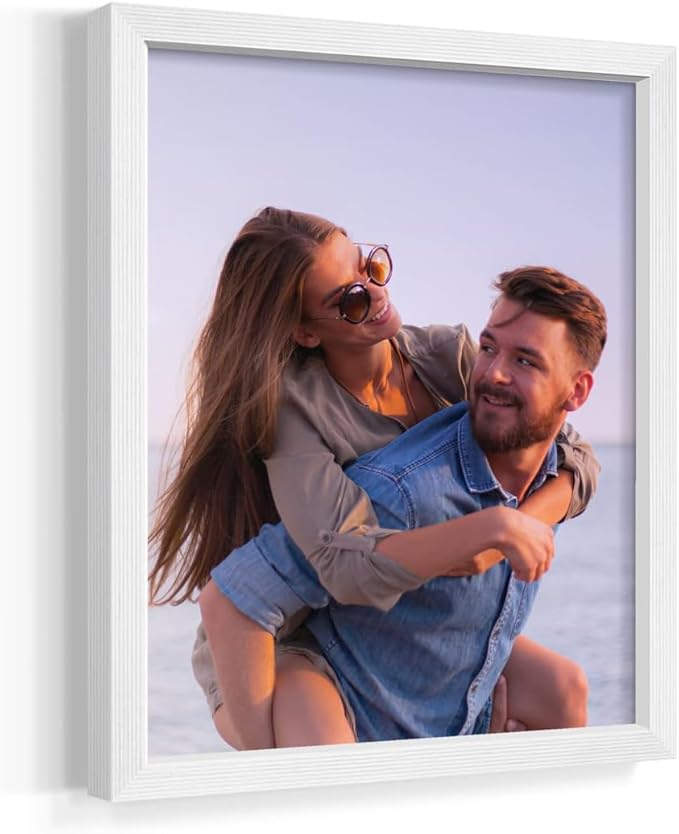 Renditions Gallery Set of 9, 11X14 Custom Photo Prints with Real Wood Picture Frames. Create Personalized Photos with Peel & Stick Photo Frames. White Frame