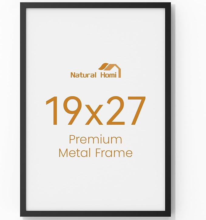 19x27 Aluminum Metal Picture Frame,Tempered Glass Black Large 19 x 27 Poster Frame for Puzzles Photos or Artwork to Wall Mount Horizontal or Vertical for Decor House,Office,Hotel