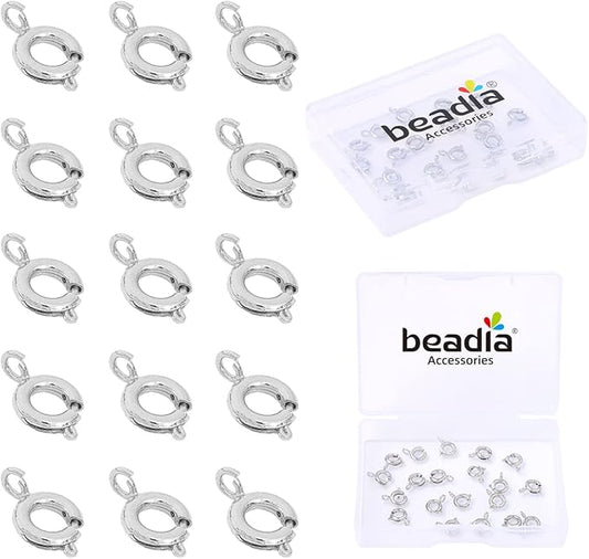 Platinum Plated Spring Clasps Non Tarnish 7mm 20pcs for Jewelry Making Findings