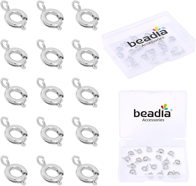 Platinum Plated Spring Clasps Non Tarnish 6mm 20pcs for Jewelry Making Findings