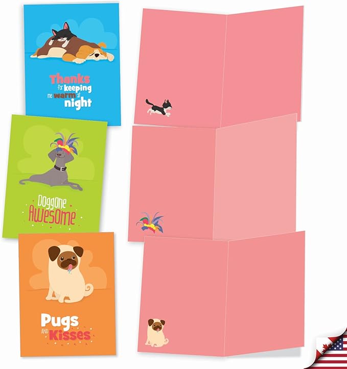 The Best Card Company - 10 Blank Dog Greeting Cards for All Occasions (4 x 5.12 Inch) - Doggone Awesome Notes M6586OCB