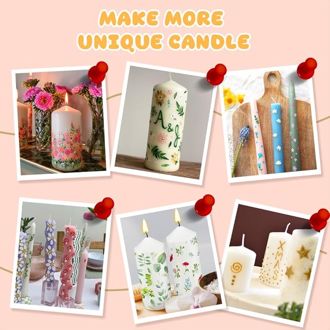 Candle Wax Pen, Easy to Use Glitter Painting Pen for All Crafter, 7 Glitter Colors Set for Candle Blessing Writing, Decorating & More DIY Crafts(15ml/0.5oz*7)