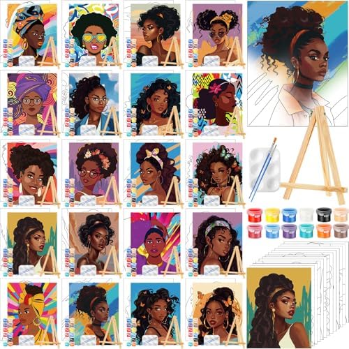 Zhanmai 20 Set Pre Drawn Canvas Painting Kit, Charming Women by Zhanmai