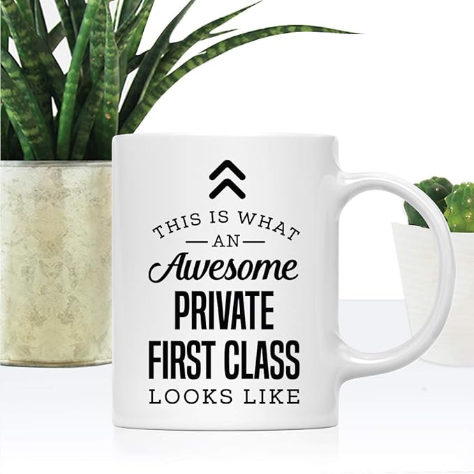 Andaz Press 11oz. Ceramic Coffee Tea Mug Thank You Gift, This is What an Awesome Private First Class Looks Like, 1-Pack, Birthday Christmas Gift Ideas Coworker Him Her, Includes Gift Box