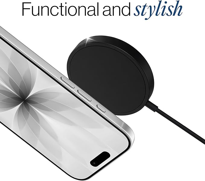 SPOTMINDERS Wireless Charger for iPhone, AirPods, Tracking Card 15W Flat Fast Charging Pad QI Compatible with Samsung, Android, Apple - Magsafe, Non-Slip Surface, Advanced Cooling - No AC Adapter