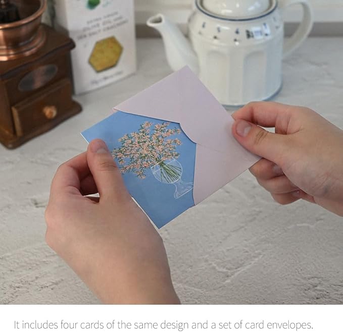 Monolike Day by Day Card, 106 Olivia's Flowers Series.1 - Mix 48 Mini Single cards, 24 envelopes Package