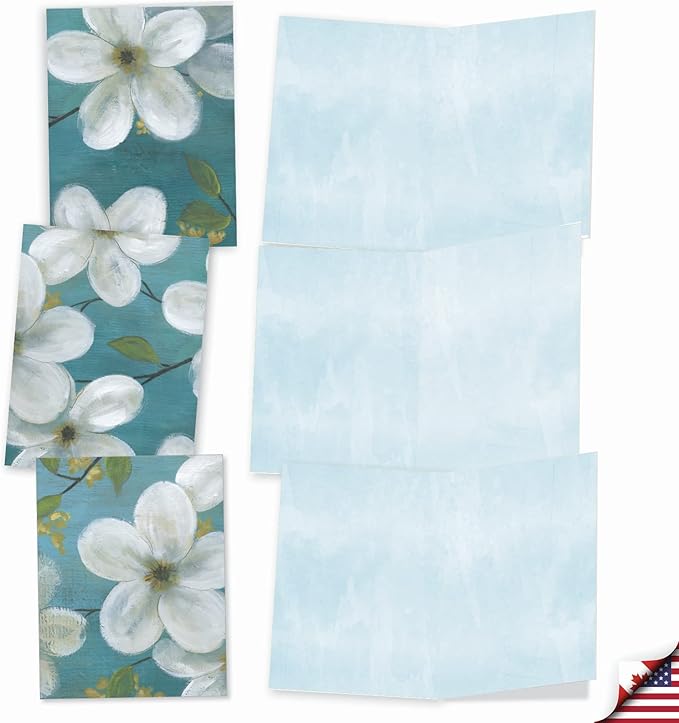 The Best Card Company - 10 Assorted Flower Cards Blank for Women (4 x 5.12 Inch) - All Occasion Floral Greetings Boxed - All that Jasmine M6020