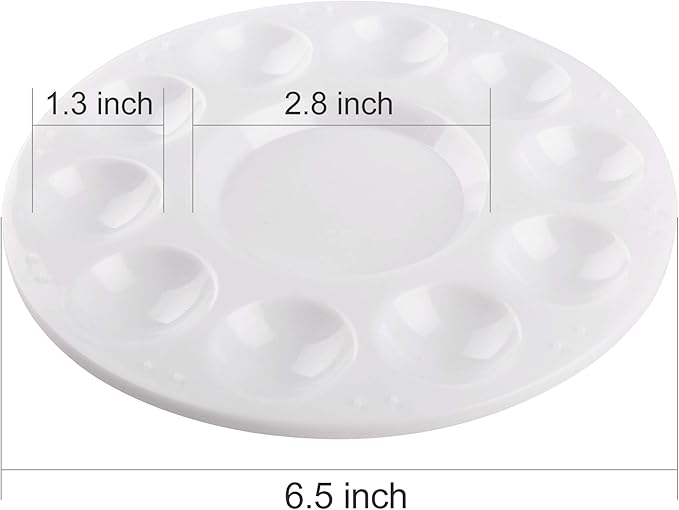 LotFancy 32 Pack Paint Tray Palettes, Plastic Paint Pallets, Painting Tray Palette, Round Paint Holder Tray, DIY Craft, Art Painting, Classes, Play Party, Kindergarten or School
