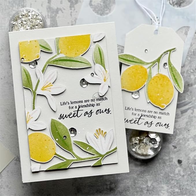 DzIxY Patchwork Branches Flowers Leaves Lemons Metal Cutting Dies for Card Making Kit Embossing Paper Die Cuts Set Scrapbook Stencils Supplies Machine Templates